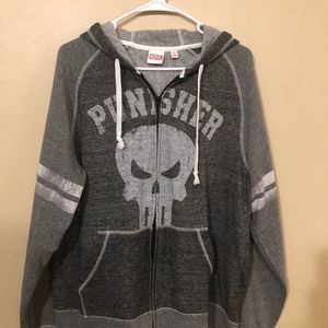 Marvel Punisher Hooded Zip Up Jacket Size Large